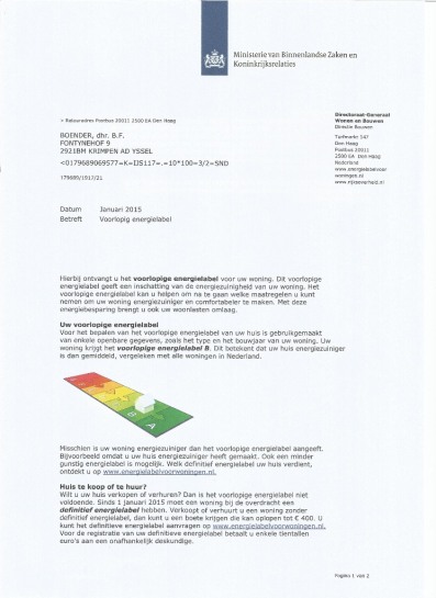 Energielabel brief p1